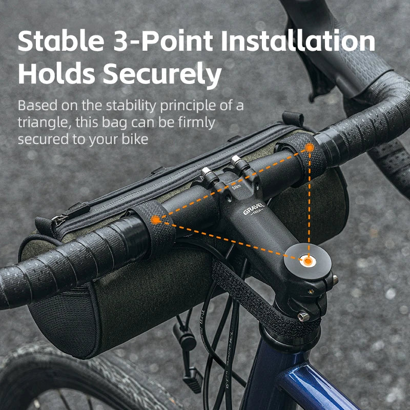 2L Bicycle Handlebar Bag with Shoulder Strap & 3-Point Mount