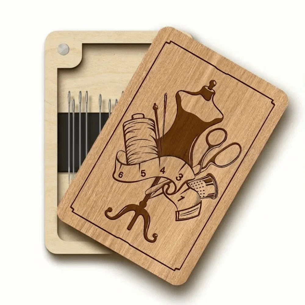 Houten magnetisch opbergdoosje voor naalden