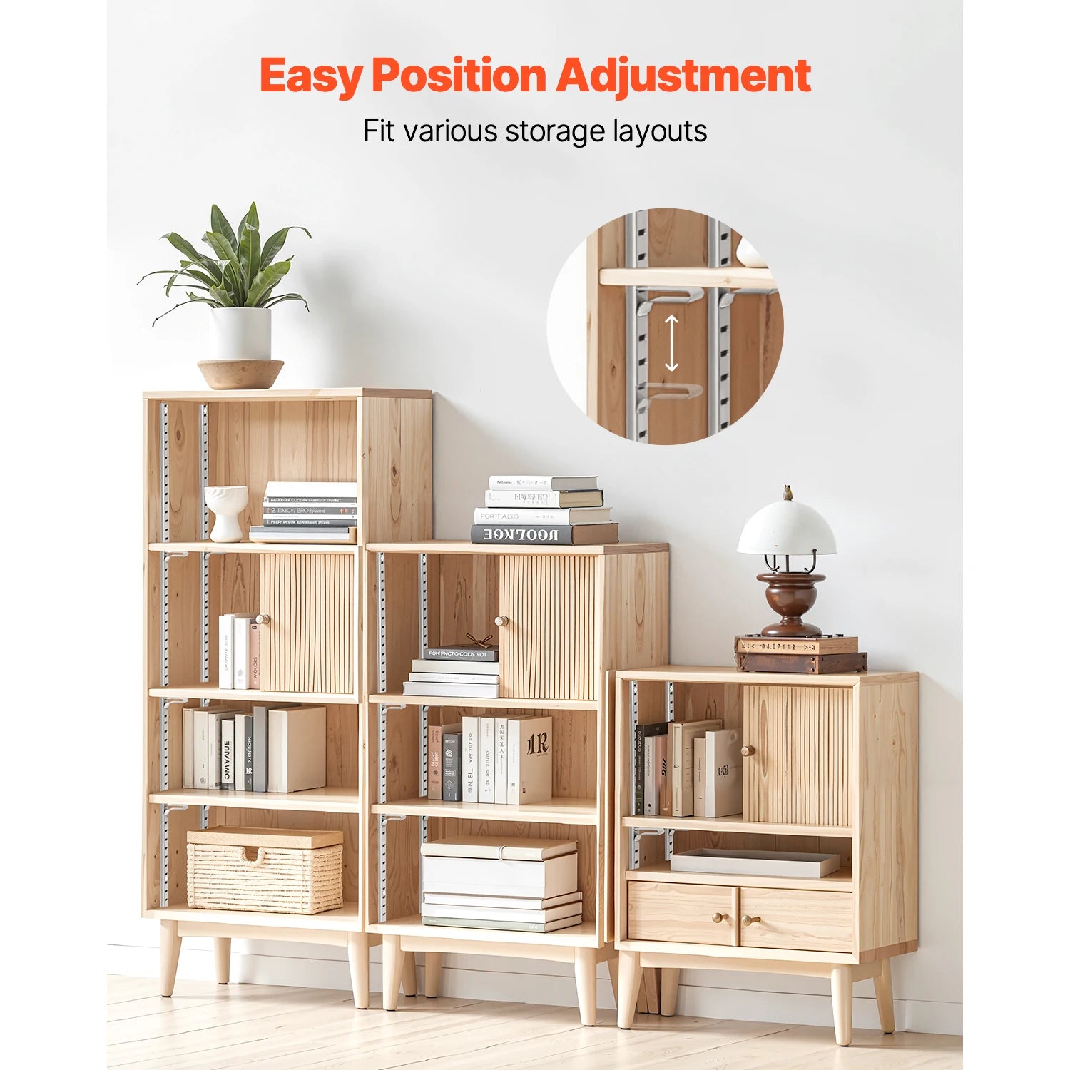 Adjustable Shelf Bracket Pilaster System with Screws for Wall Storage