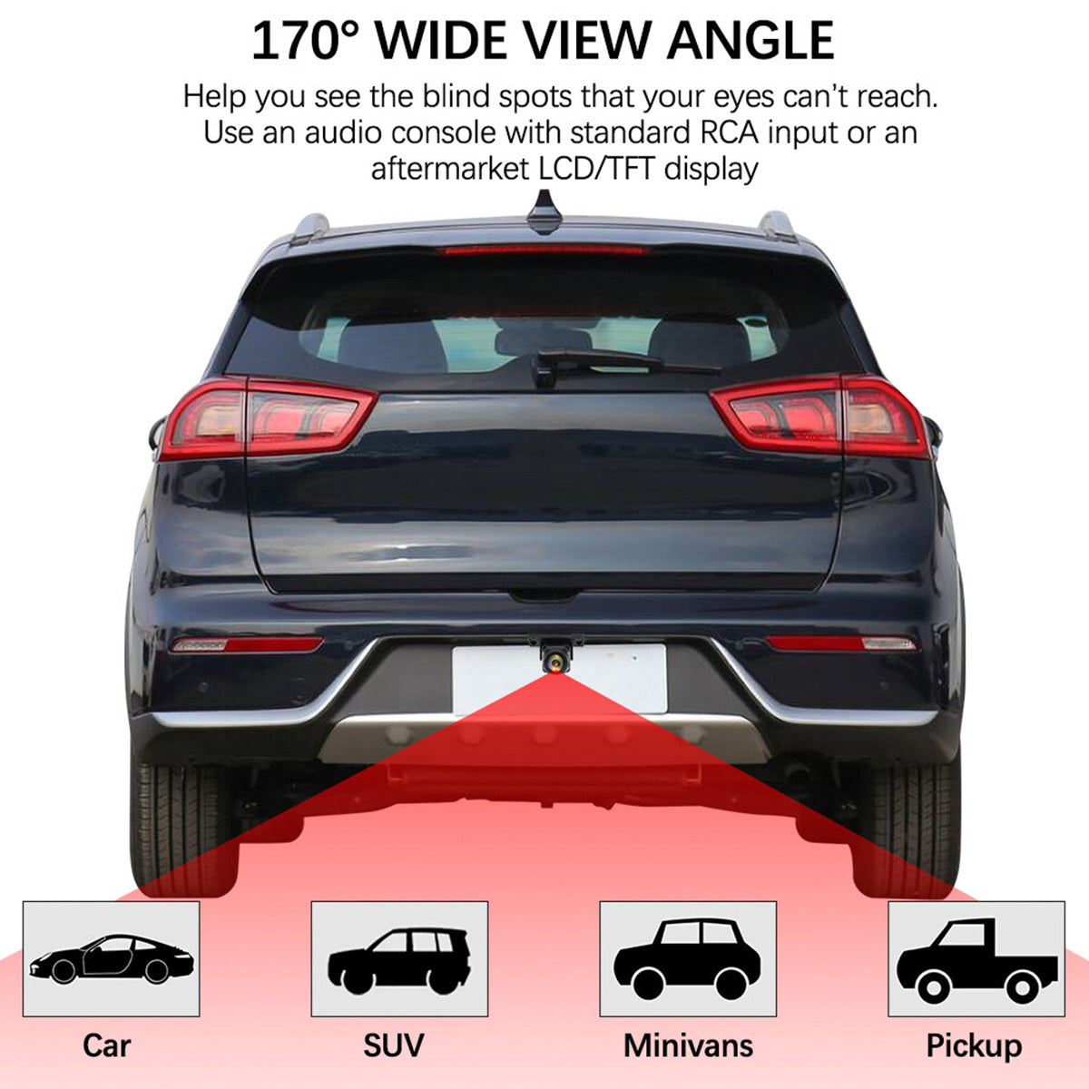Car Backup Camera 1080P 170 Degree Wide Angle Adjustable