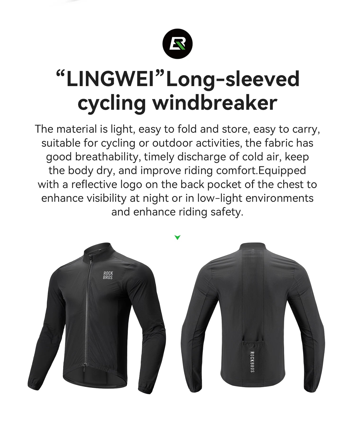 Men’s Cycling Windproof Jacket Lightweight Breathable Reflective Coat