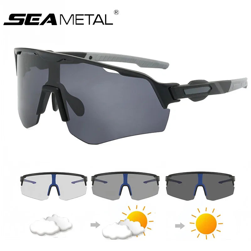 SEAMETAL Photochromic Sunglasses Anti-Glare Polarized Sun Glasses Anti-UV Eyeglasses Day/Night Driving Goggles Non-Slip Nose Pad