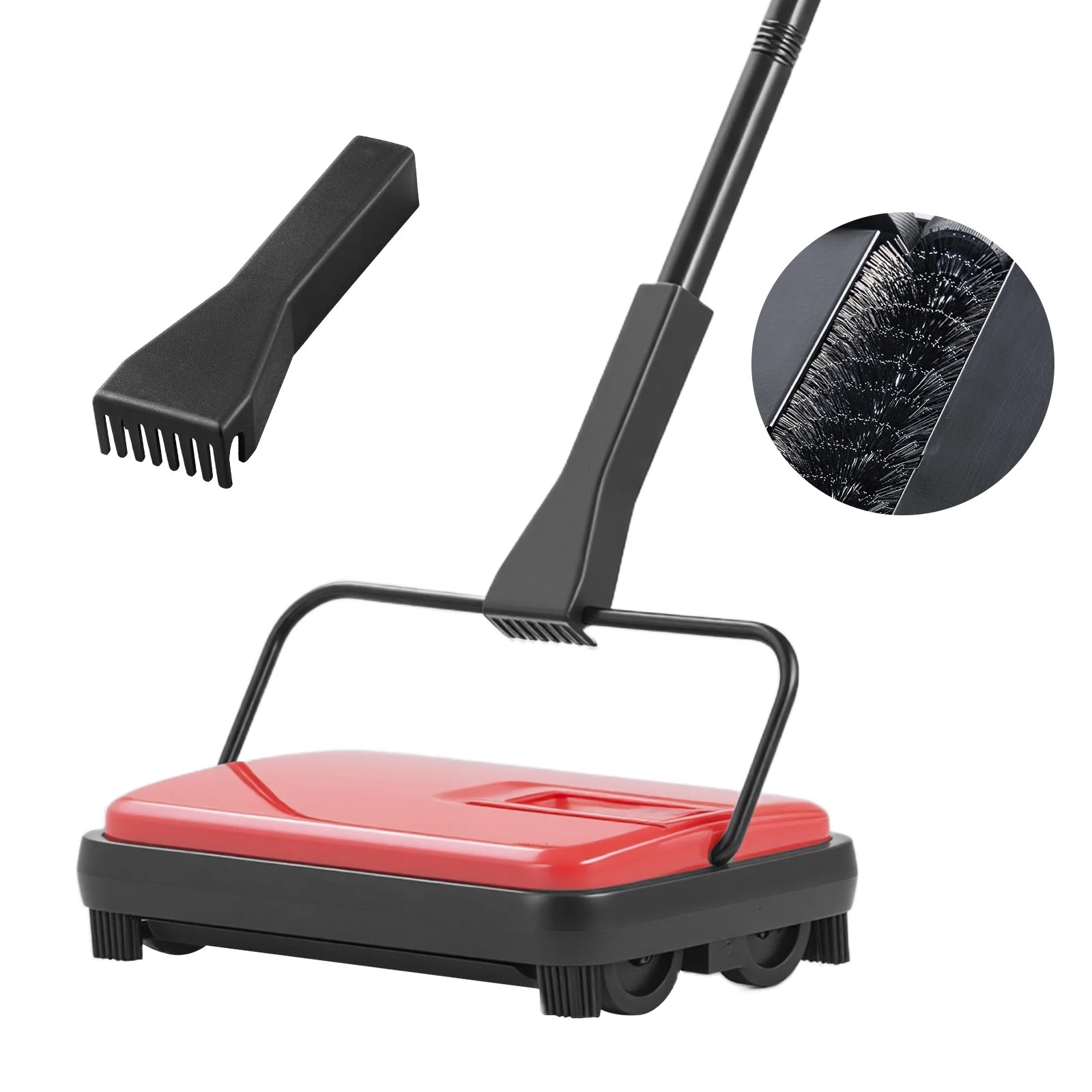 SucceBuy Carpet Sweeper Manual Floor Sweeper w/ 300ml Dustbin Capacity 6.7 Cleaning Width for Home Office Carpets Pet Hair Dust