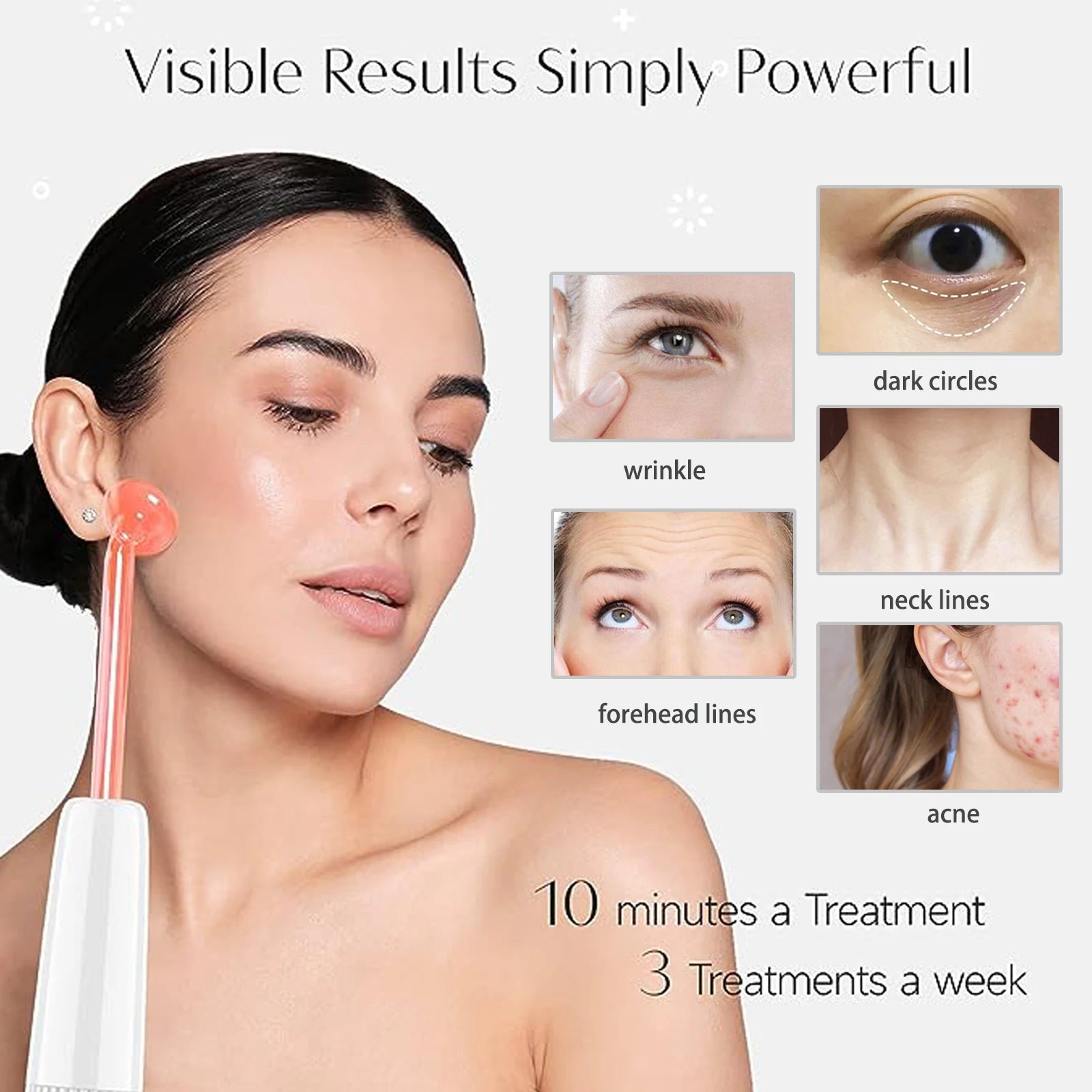 Darsonval New High Frequency Facial Machine Skin Therapy With 6 Neon & Argon Wands Remove Wrinkles Acne Facial Therapy Wand 