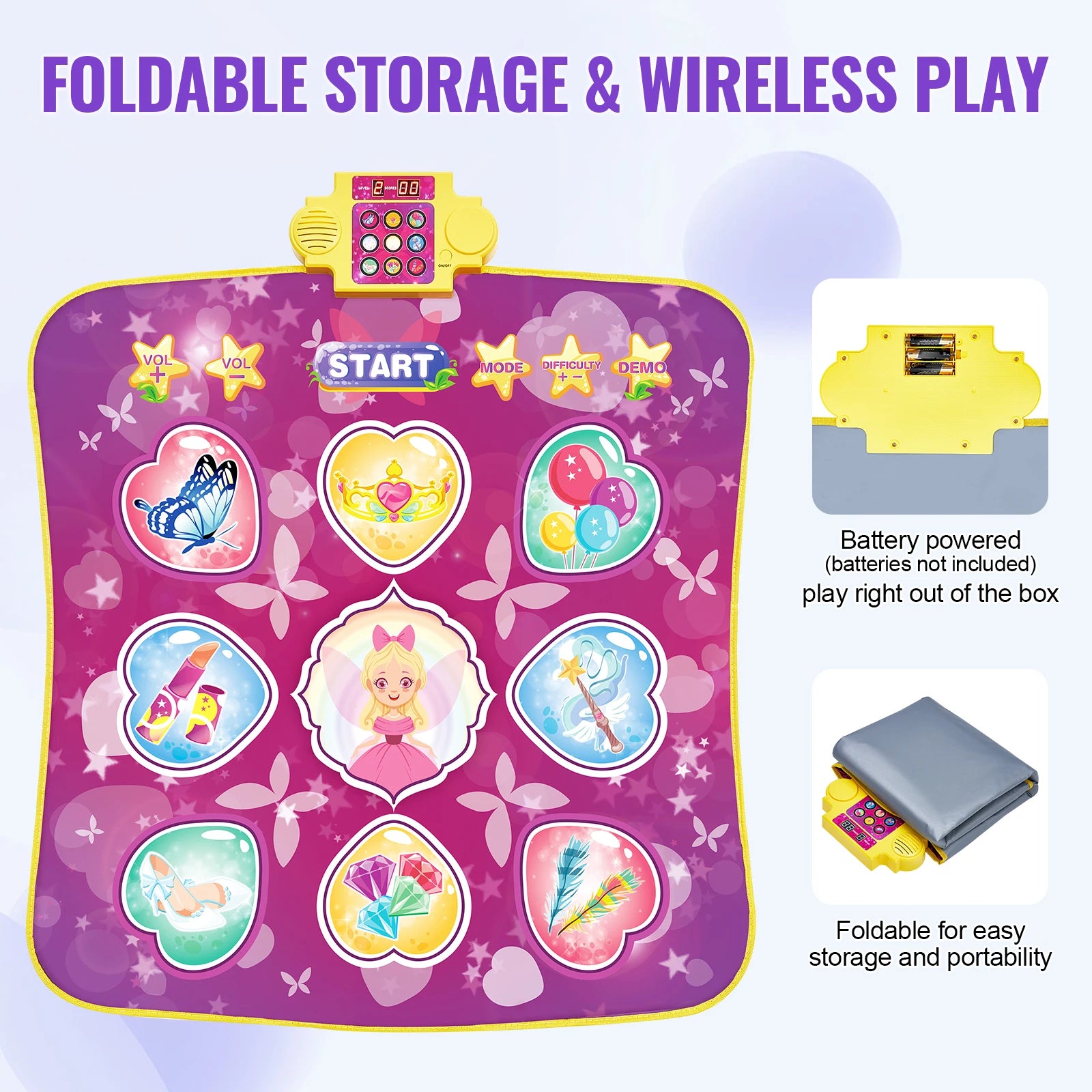 Kids Electronic Dance Mat with 9 Buttons, 3 Modes & 8 Levels
