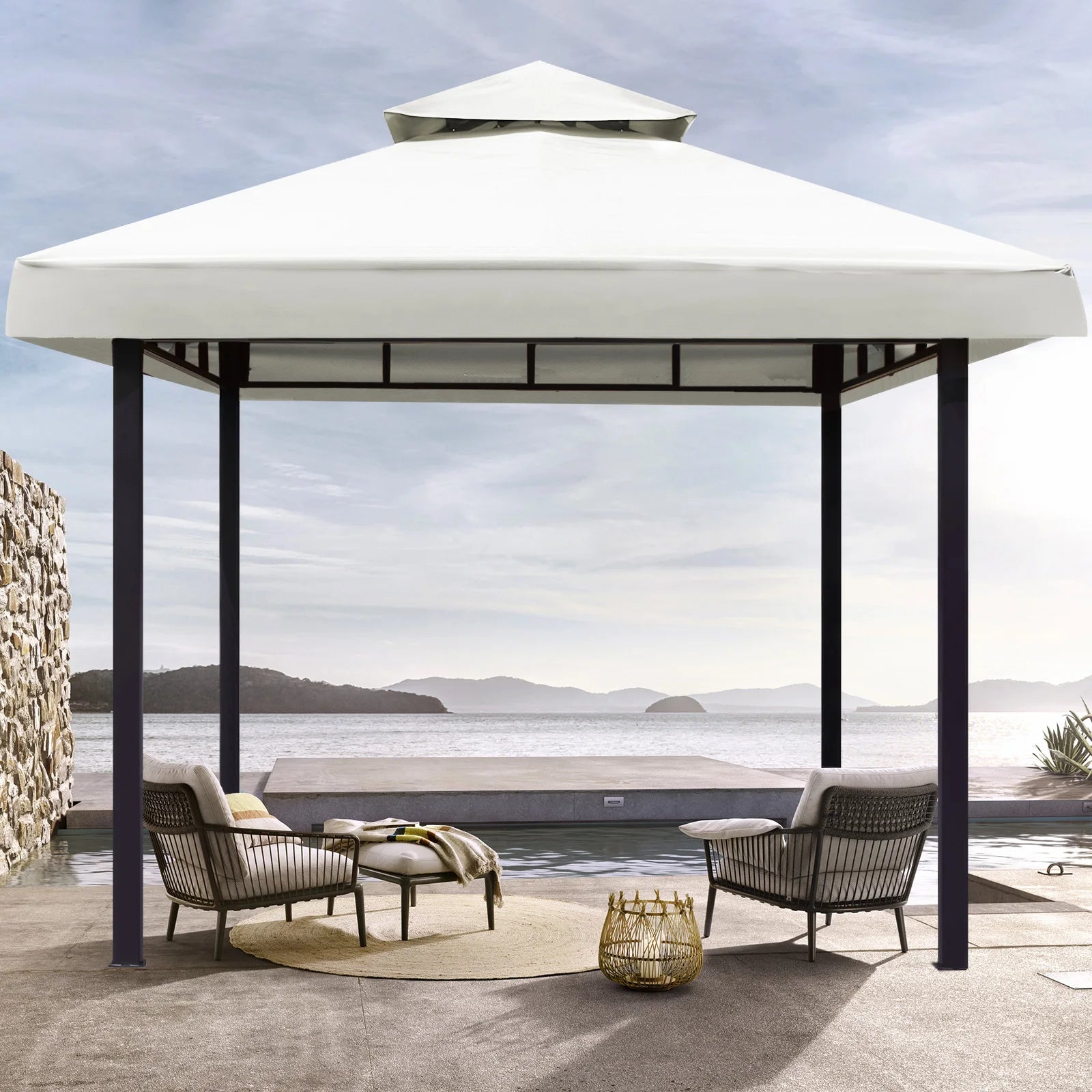 3x3m Çardak ve Veranda Gölgelik için Tente Üstü Yedeği