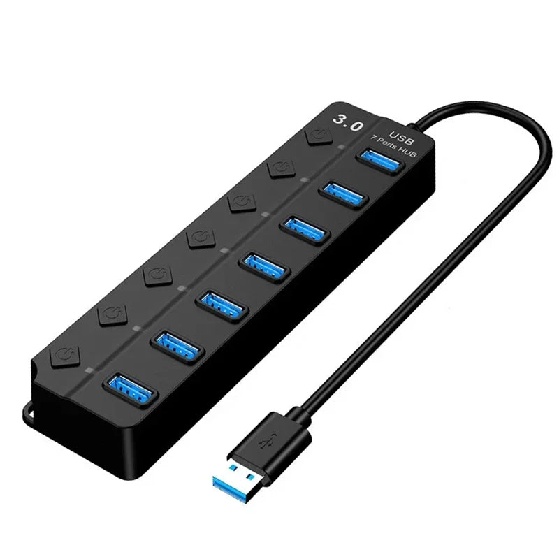 Razdelilnik USB s posameznimi stikali, 4 ali 7 priključkov