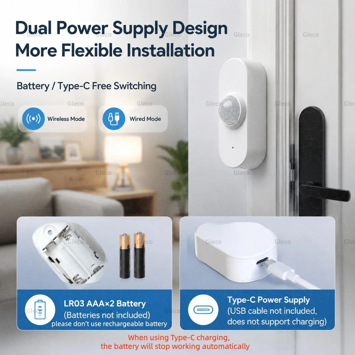 Wi-Fi PIR Motion Sensor, Optional Temperature/Humidity