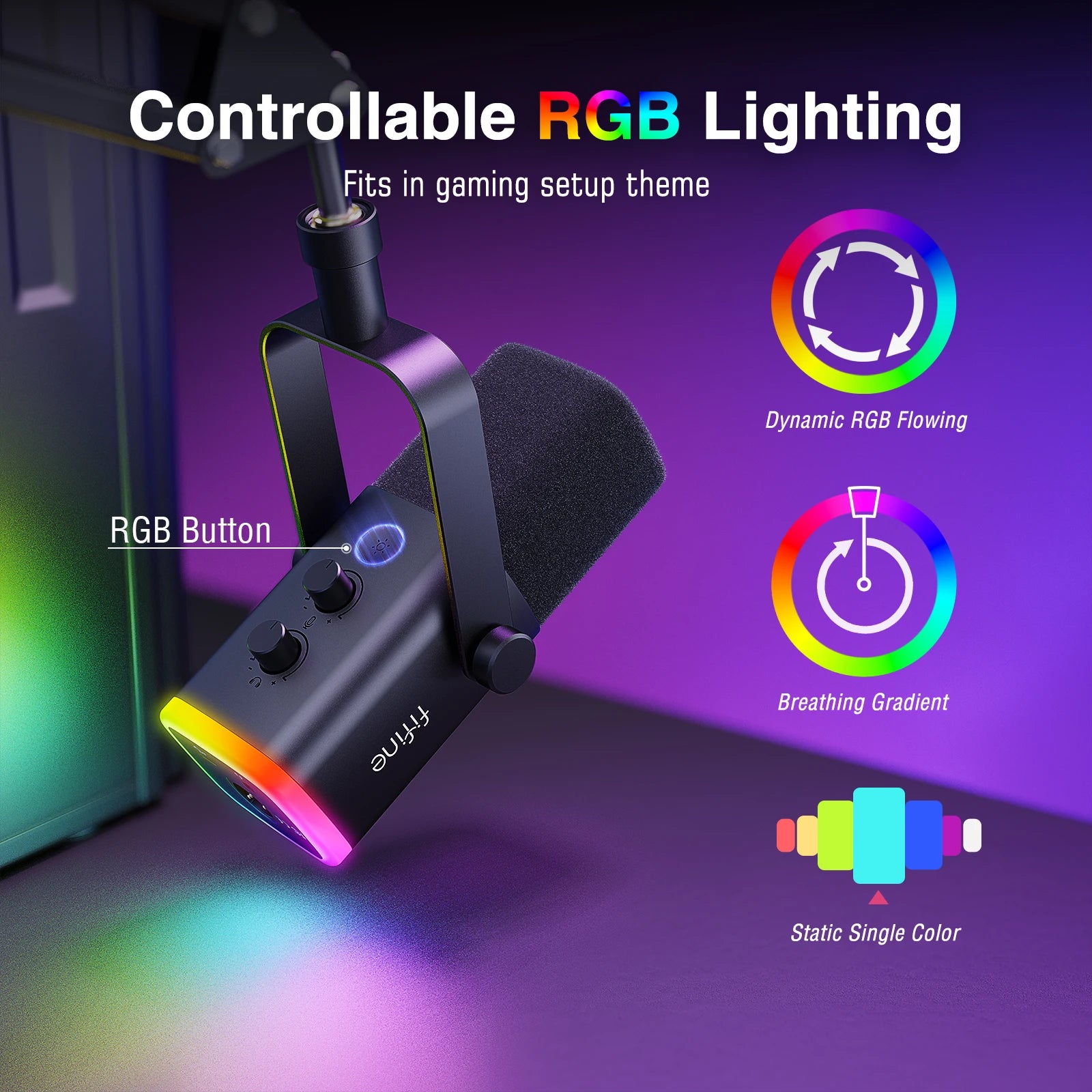 FIFINE AM8T Gaming Microphone Kit with USB/XLR and Boom Arm