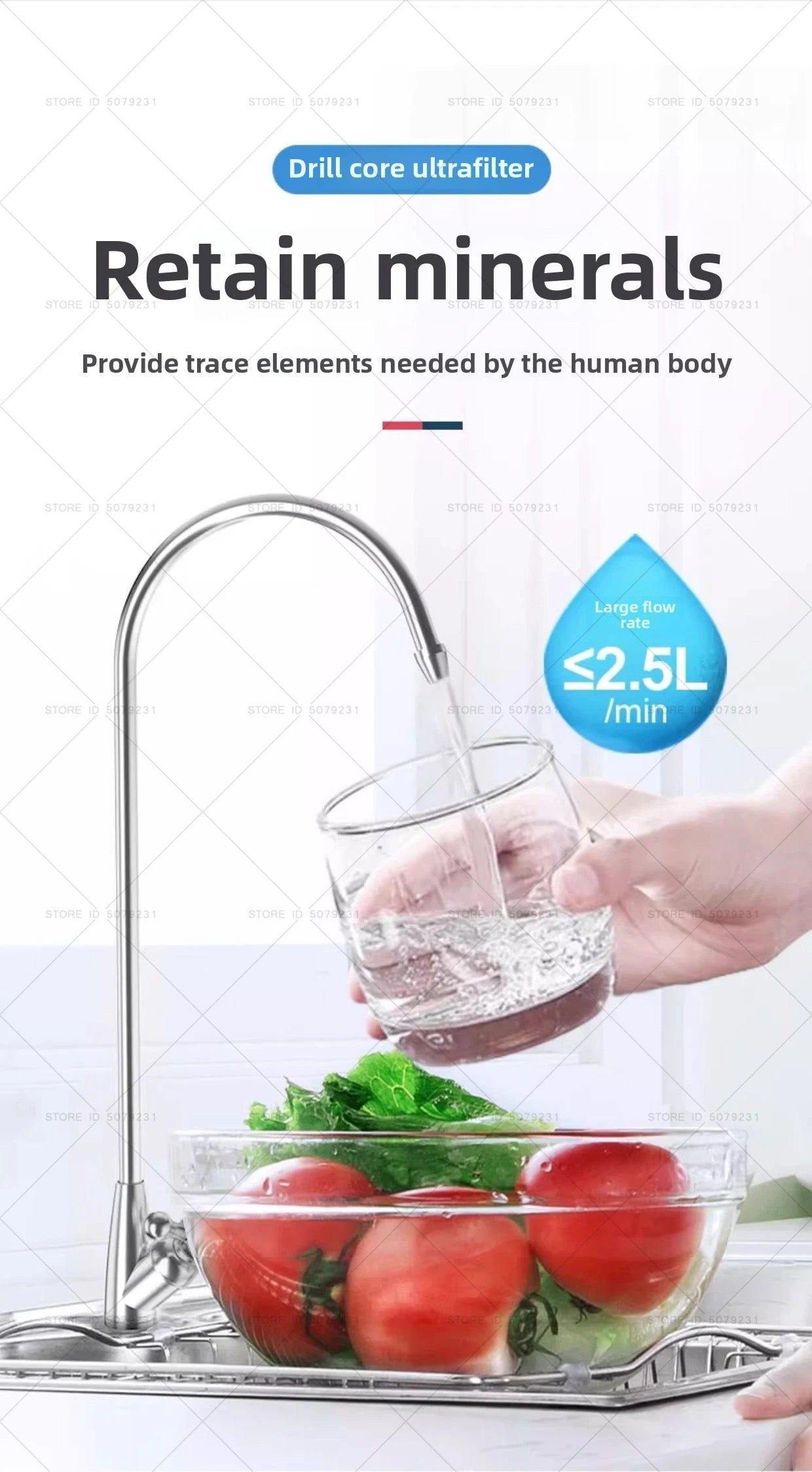6-stopniowy ultrafiltracyjny filtr do kranu do wody 1,5 l/min