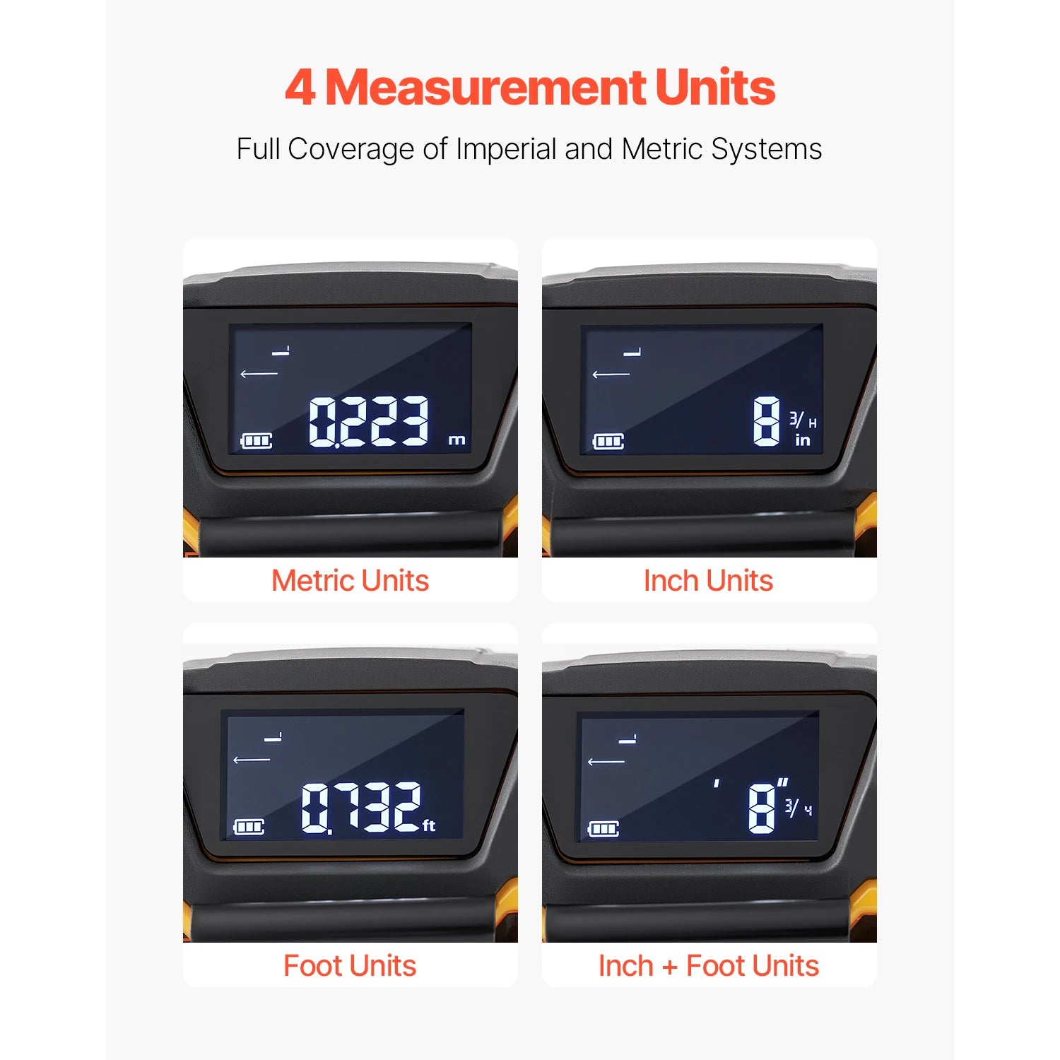 2-in-1 Laser Tape Measure 135ft + 16ft Rechargeable Tool
