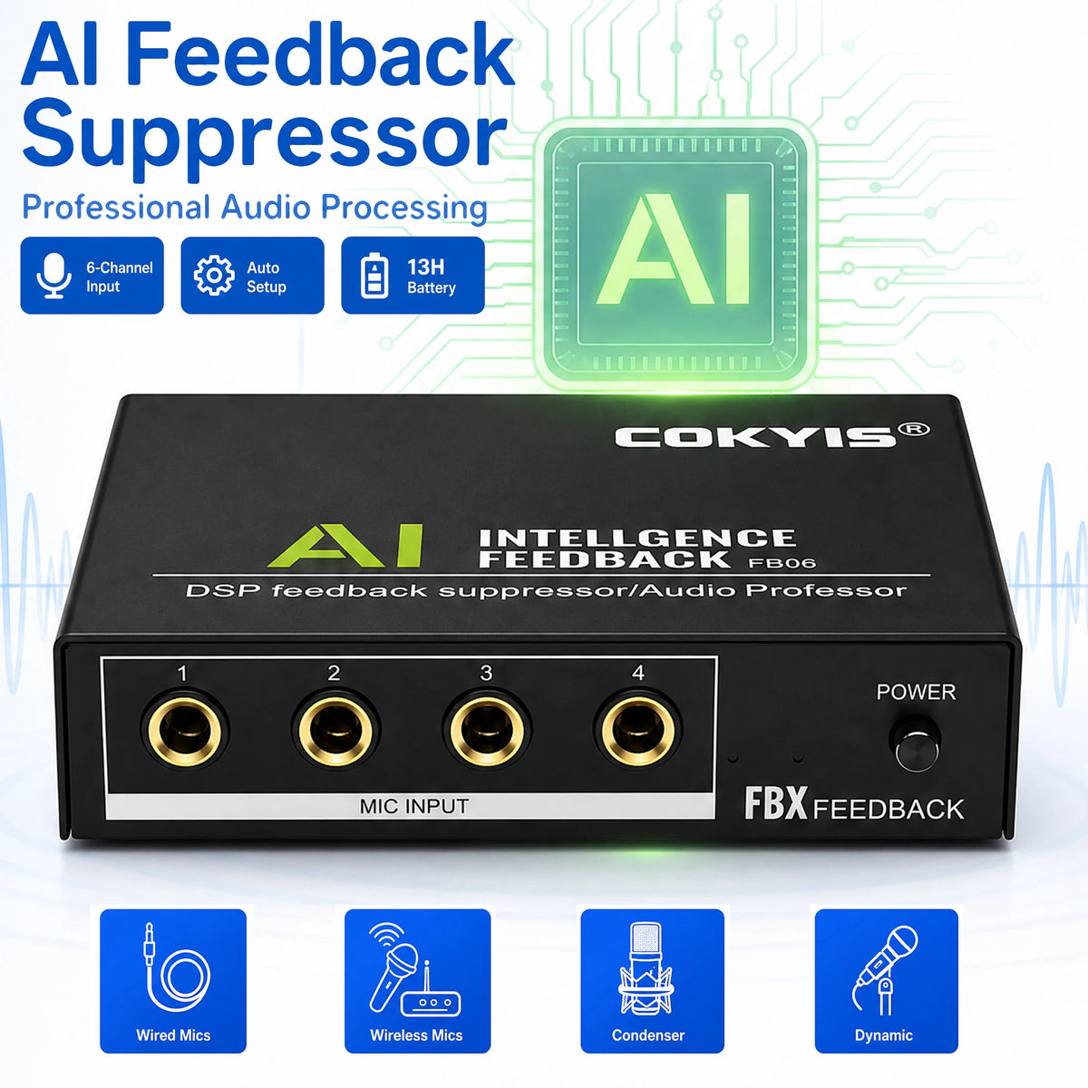 Compact DSP Microfoon Feedbackverwijderaar