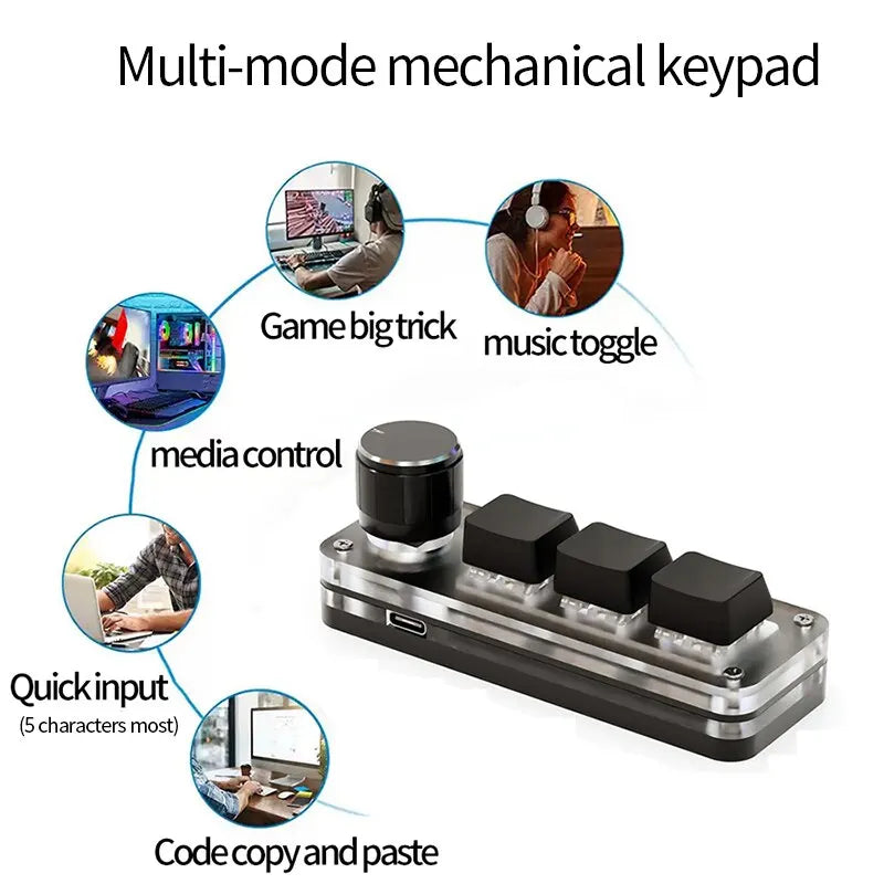 Three-Key Programmable Macro Pad with Knob