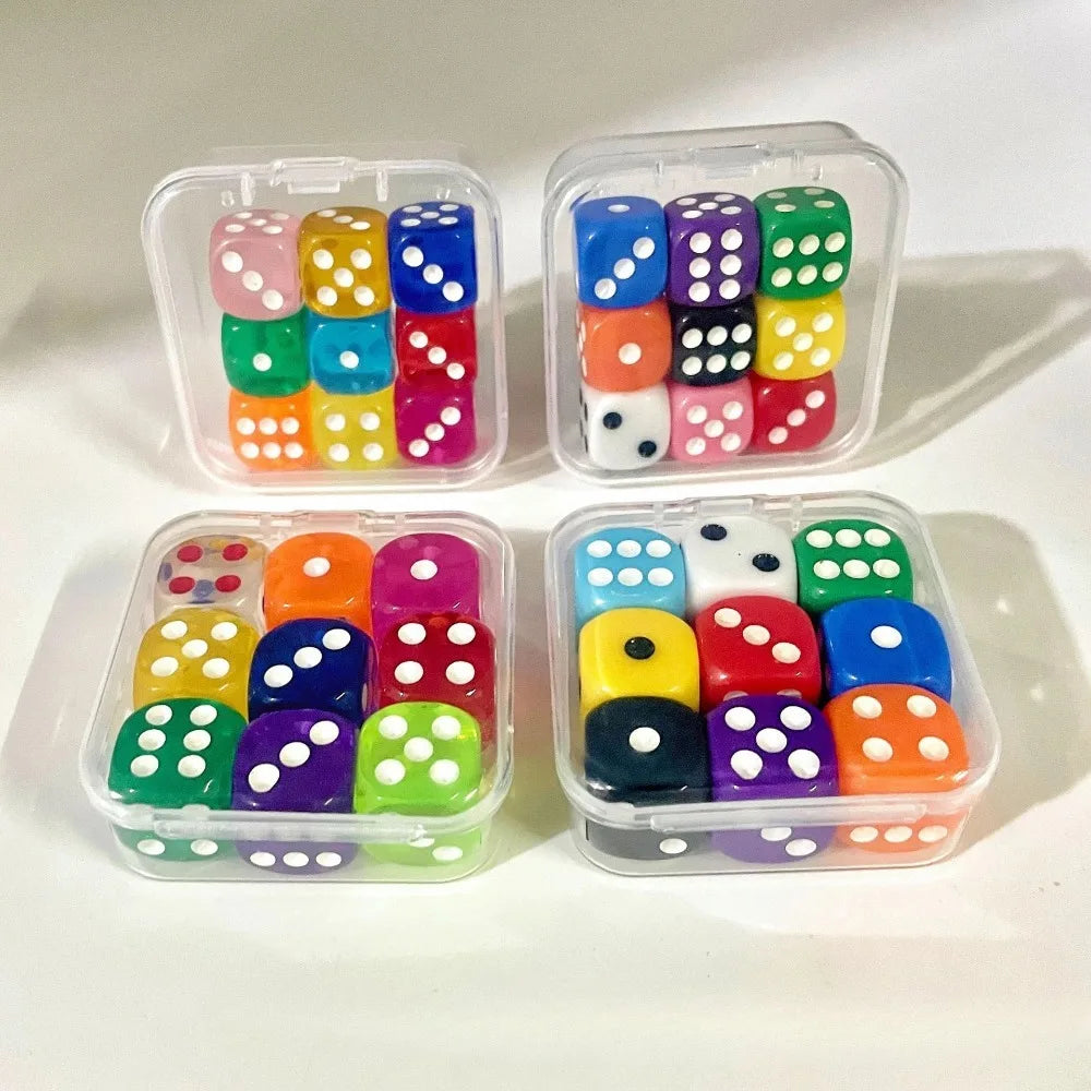 Jeu de dés de 14 mm dans une boîte de rangement, 9 pièces