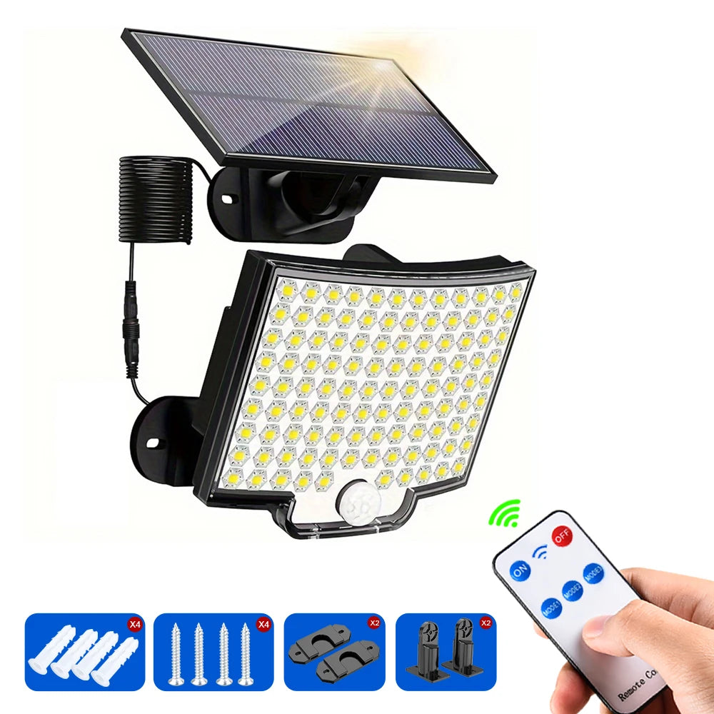106 LED Solar Motion Light with Separate Solar Panel, 3 Modes
