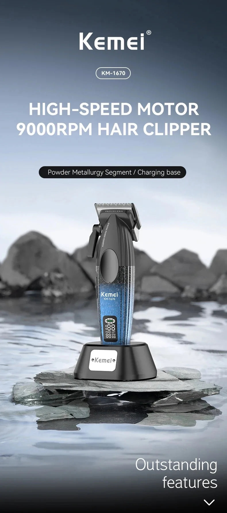 Cordless 9000RPM Hair Clipper Zero Gap Trimmer for Precision Cuts