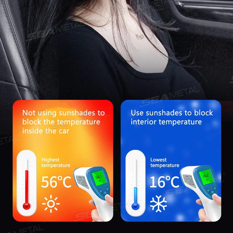 SEAMETAL Car Side Window Sun Shade Polyester Sun Protection Cover for Baby Foldable Rear Windshield Sunshade UV Blocker Curtains