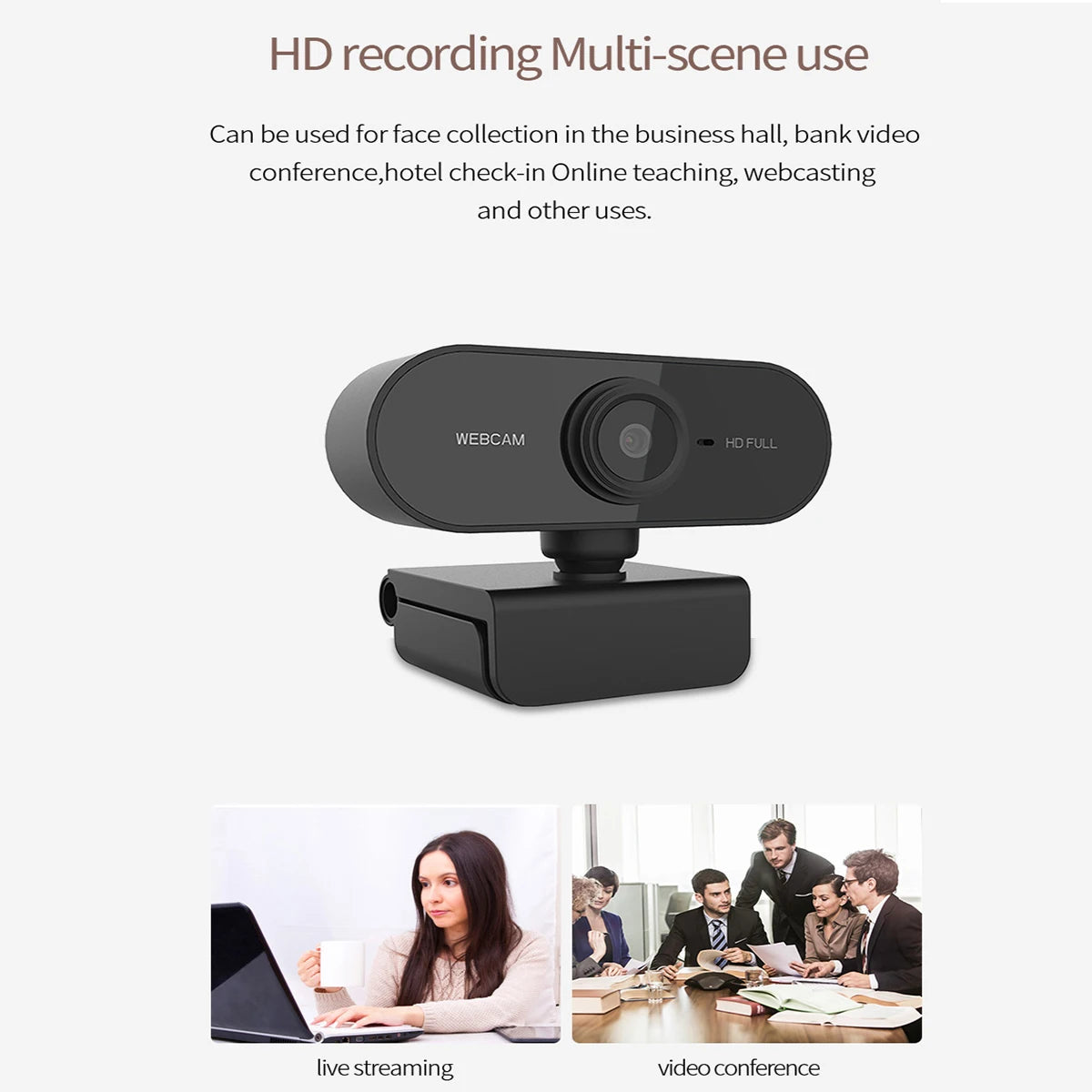 1080P USB Webcam with Built-In Microphone