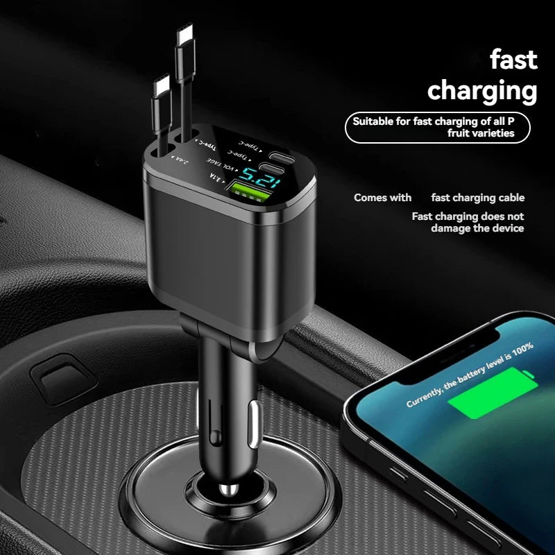Car Charger with Retractable Cable