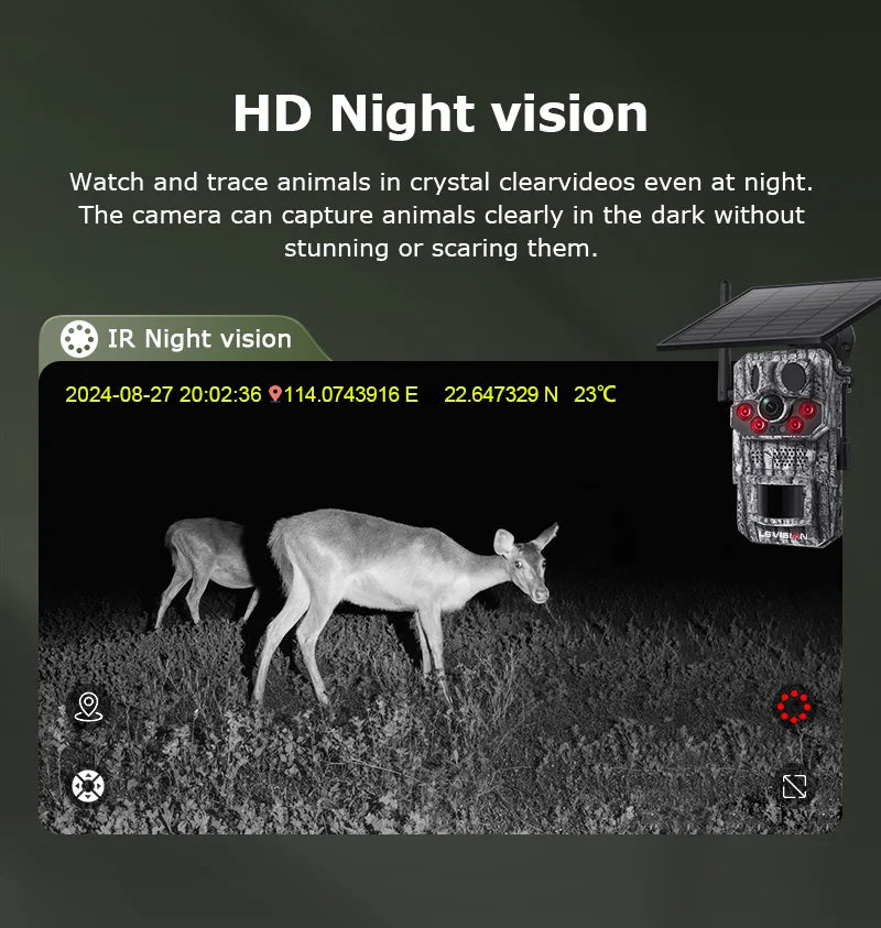 5MP 4G Solar Trail Camera with GPS, 3 PIR Sensors, 125° Detection, 0.2s Trigger, 940nm IR, IP66 Waterproof