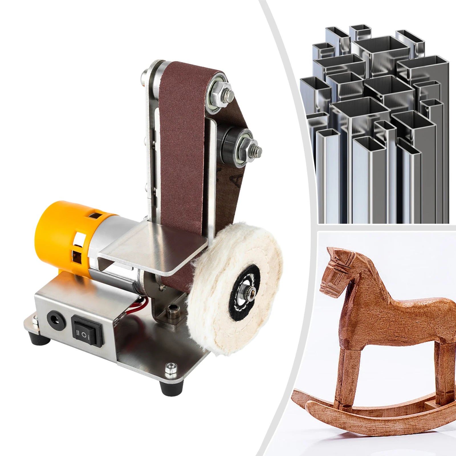 Ayarlanabilir Hızlı ve Paslanmaz Çelik Gövdeli Mini Kayış Zımparası