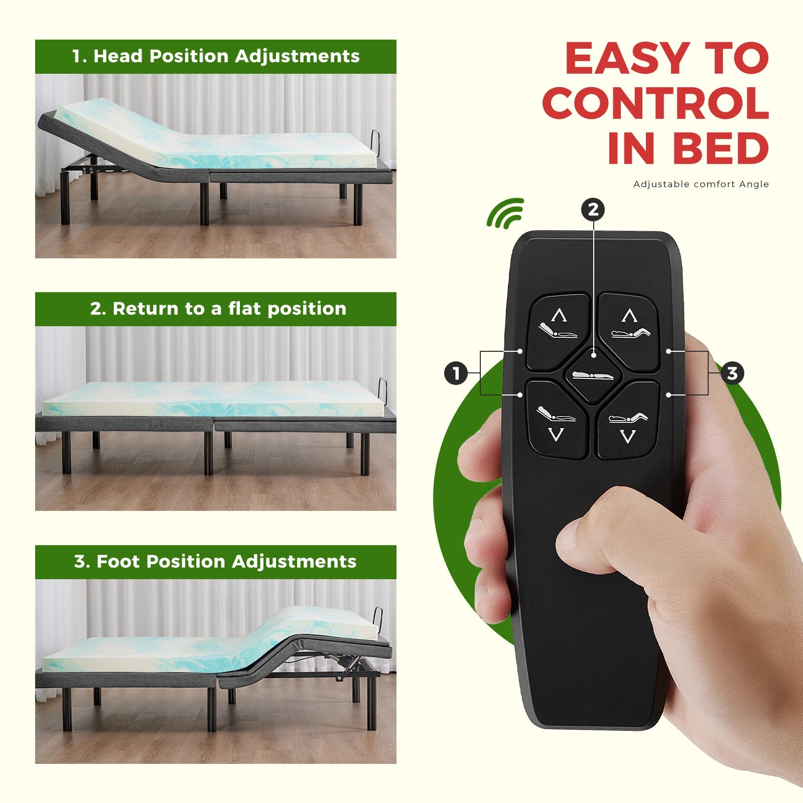 Queen Adjustable Bed Frame with Wireless Remote & Zero Gravity