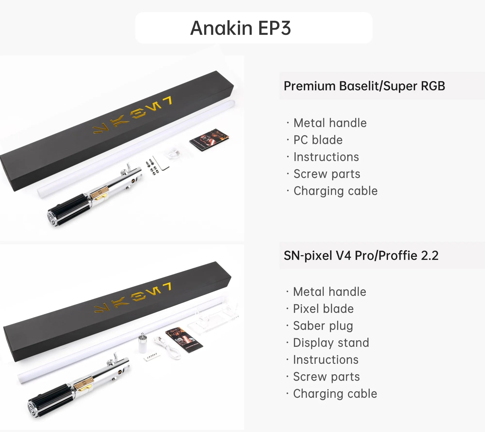 Anakin-geïnspireerde RGB Pixel-zwaard met soepele zwaai en Proffie Board