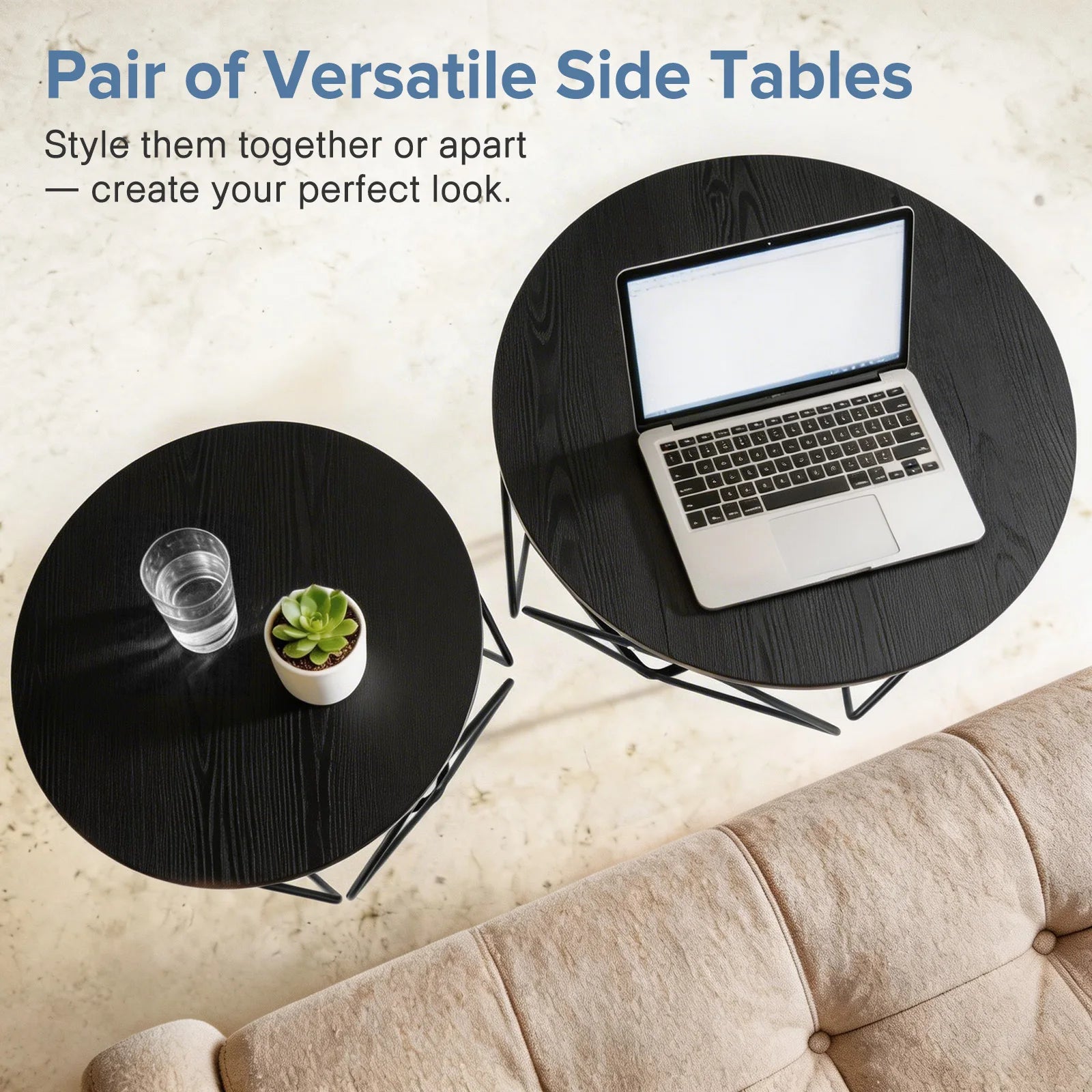 20in Round Nesting Coffee Table Set with Removable Lid Storage