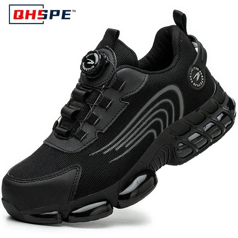 Rotating Button New Safety Shoes Men Anti-smash Anti-puncture Work Shoes Fashion Men Sport Shoes Security Protective Boots Men 