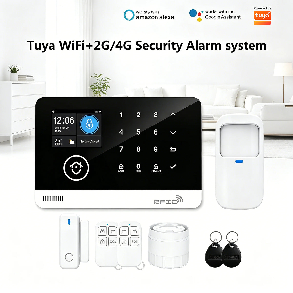 Tugard Okos Otthon Biztonsági Rendszer Készlet WiFi GSM vezeték nélküli 120dB sziréna mozgásérzékelő Tuya alkalmazás távvezérlés