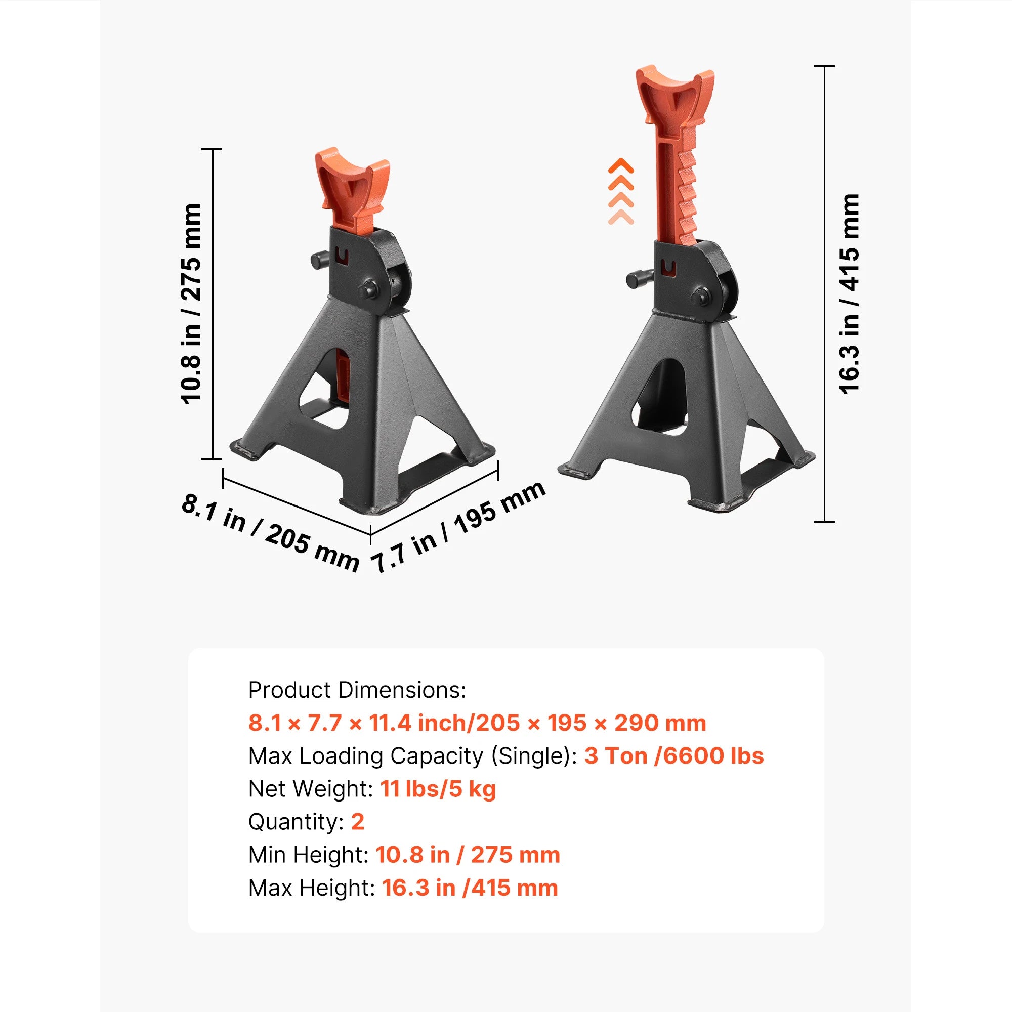Heavy Duty Steel Jack Stands 3 Ton / 6 Ton with Locking