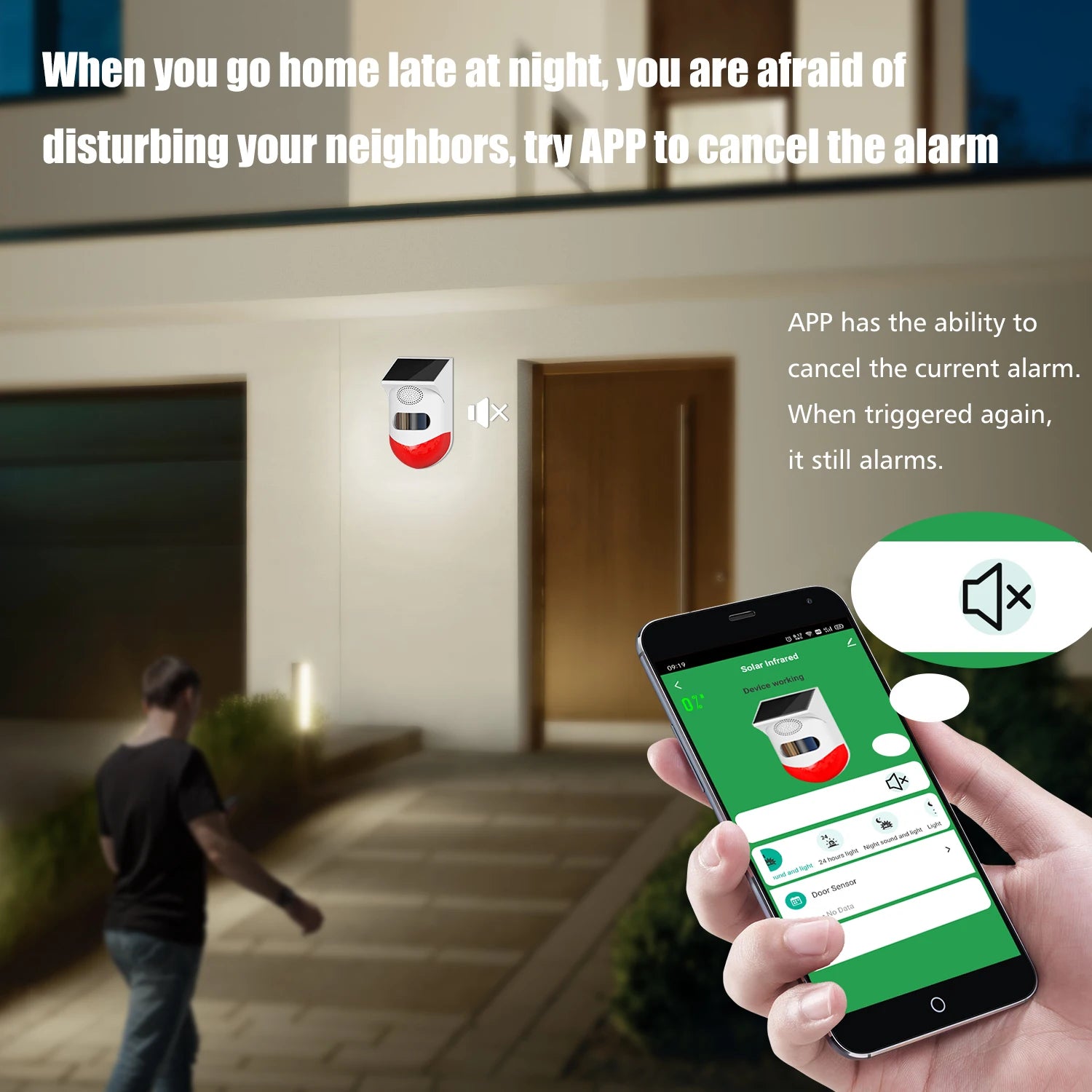 Outdoor Solar PIR Infrared Alarm with WiFi, 433MHz Options