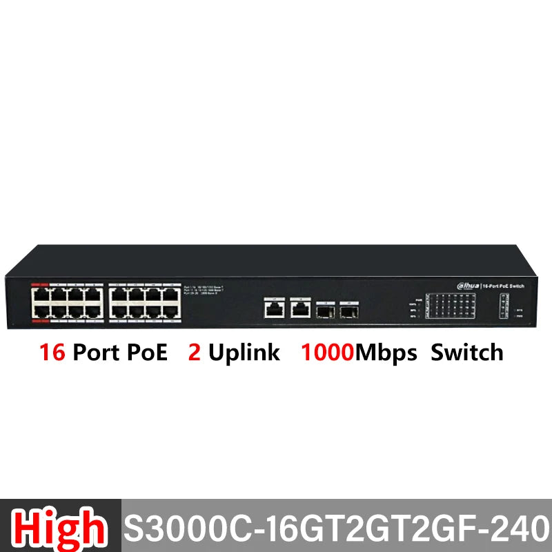 Dahua 4/8/16/24 Port PoE Switch 10/100/1000Mbps Gigabit Fast Ethernet Switch IEEE 802.3 For VTO VTH IP Camera S1300C-4ET2ET-APWR 