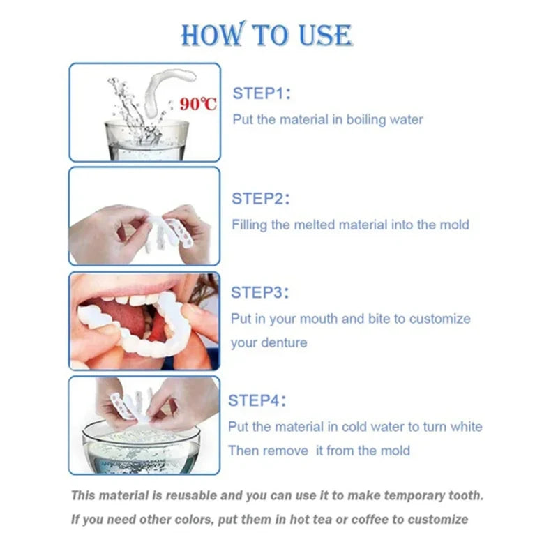 Temporary Silicone Cosmetic Tooth Covers, Upper or Lower
