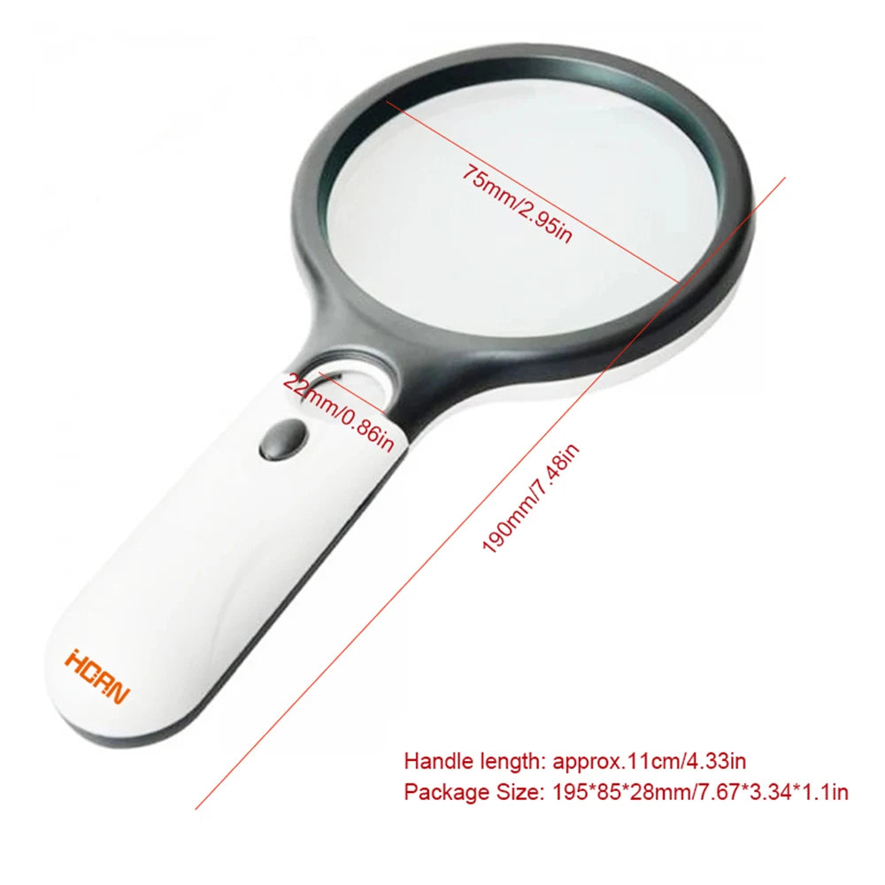 3X and 45X LED Handheld Magnifier