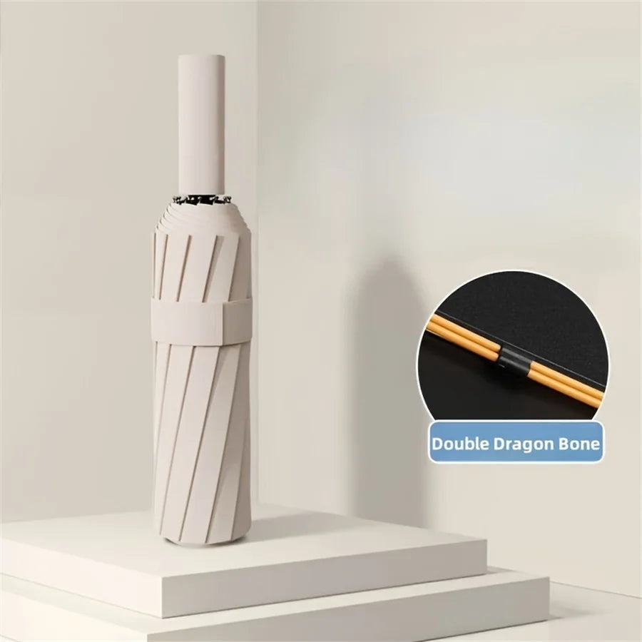 12 Bone Black Glue Fully Automatic Umbrella With Thick And Durable Keel Three Fold Umbrella UV Resistant Folding Umbrella 