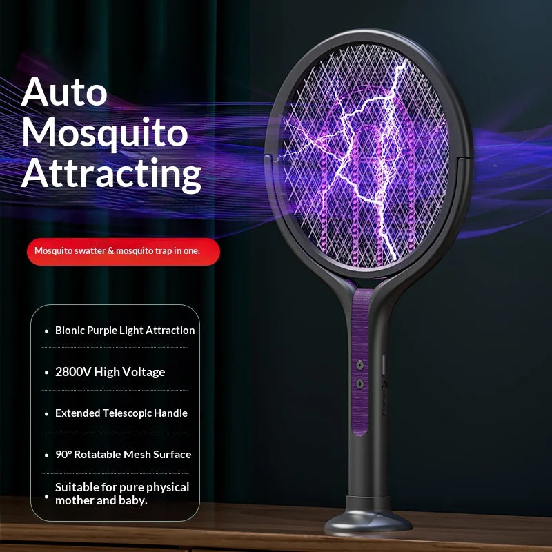 Rotating Head Rechargeable Electric Bug Zapper Racket