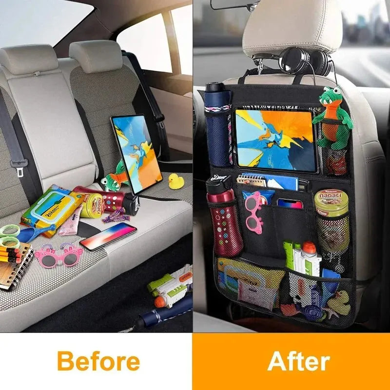 Car Seat Organizer Multifunctional Oxford Fabric Car Back Multi Pocket Storage Bag with Tablet Holder Protector for Kids 