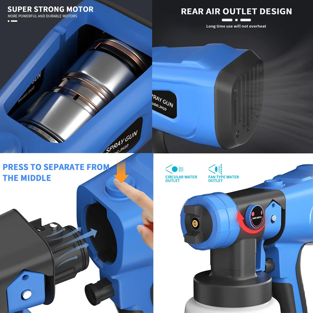 Pistolet à peinture électrique DayPlus avec 3 modes de pulvérisation et réservoir de 1000 ml