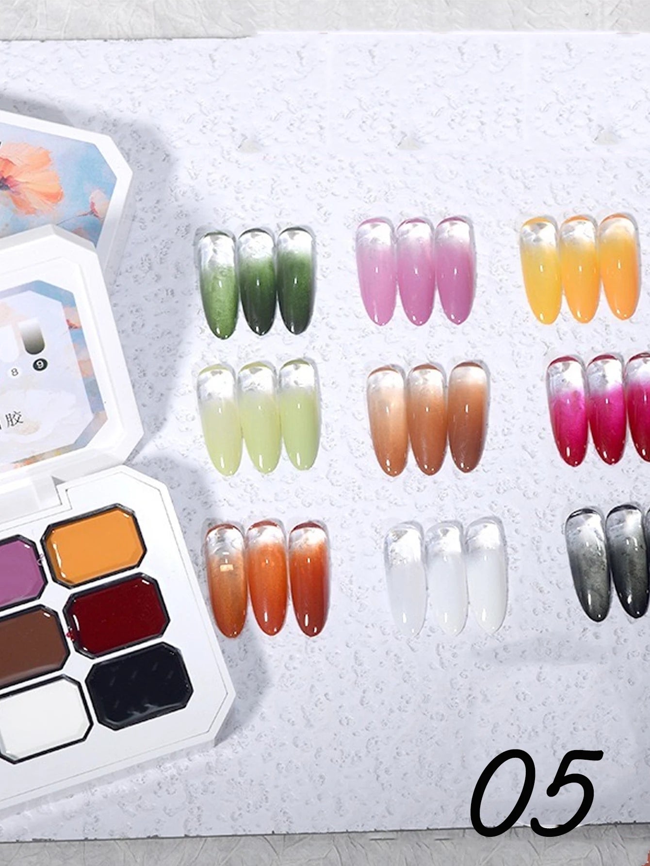 9 Kolorów Paleta Lakierów do Paznokci Jednolitych Zmywalny Lakier UV/LED Lakier Salonowy Żel do Paznokci Lakier Żelowy Salonowy Półtrwały Hybrydowy