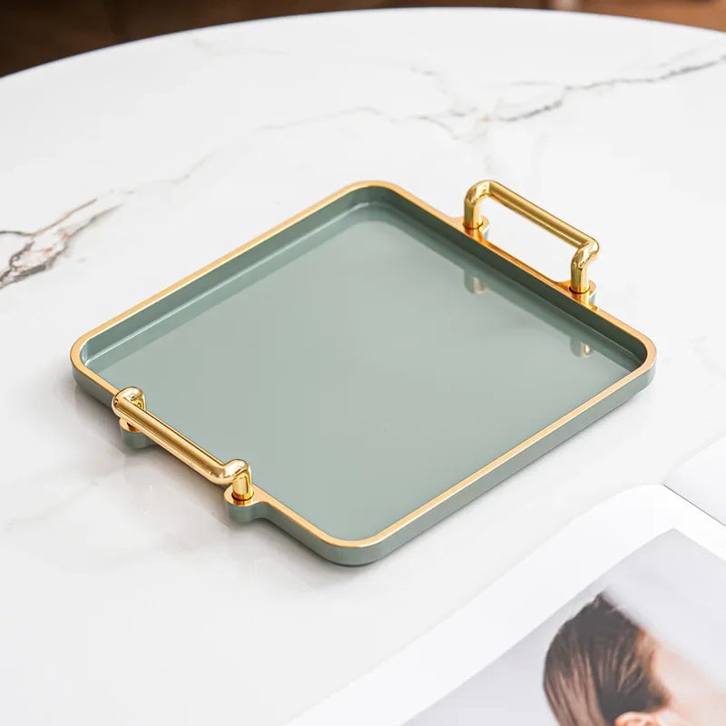 Bandeja rectangular transparente para almacenamiento doméstico