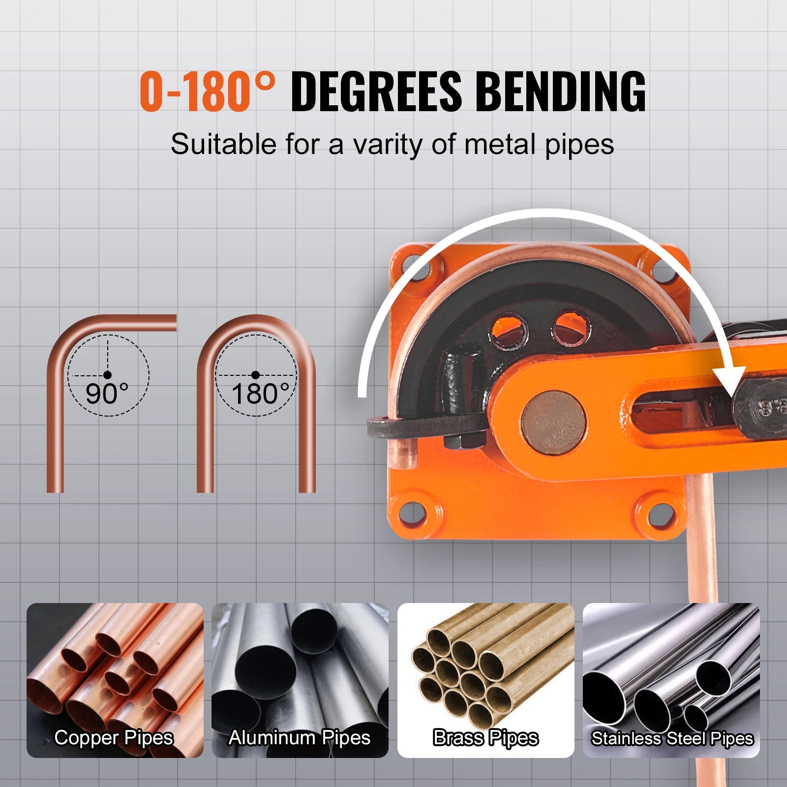 Manual Pipe Bender Tool with 7 Dies for 3/8"–1" Metal Tubing