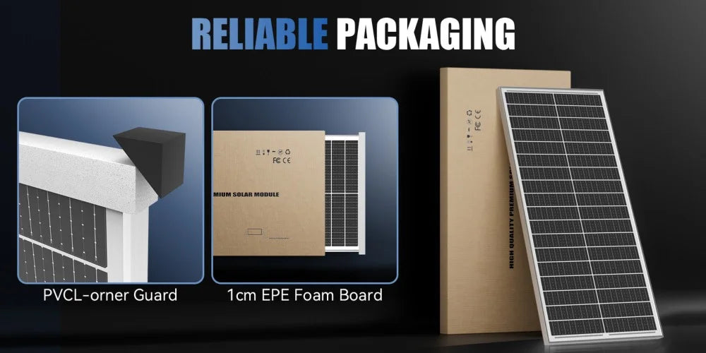 RVPOZWER 100W 12.8V 12BB Solar Cell Monocrystalline Solar Panel High Efficiency Solar Module Charge Battery for RV Trailer