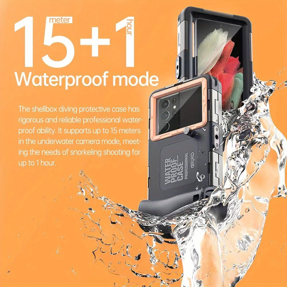 Waterproof Phone Case Holsters & 15m Diving 50ft Swimming Premium Protective Housing & Lanyard For iPhone Samsung 6.8" Phone 