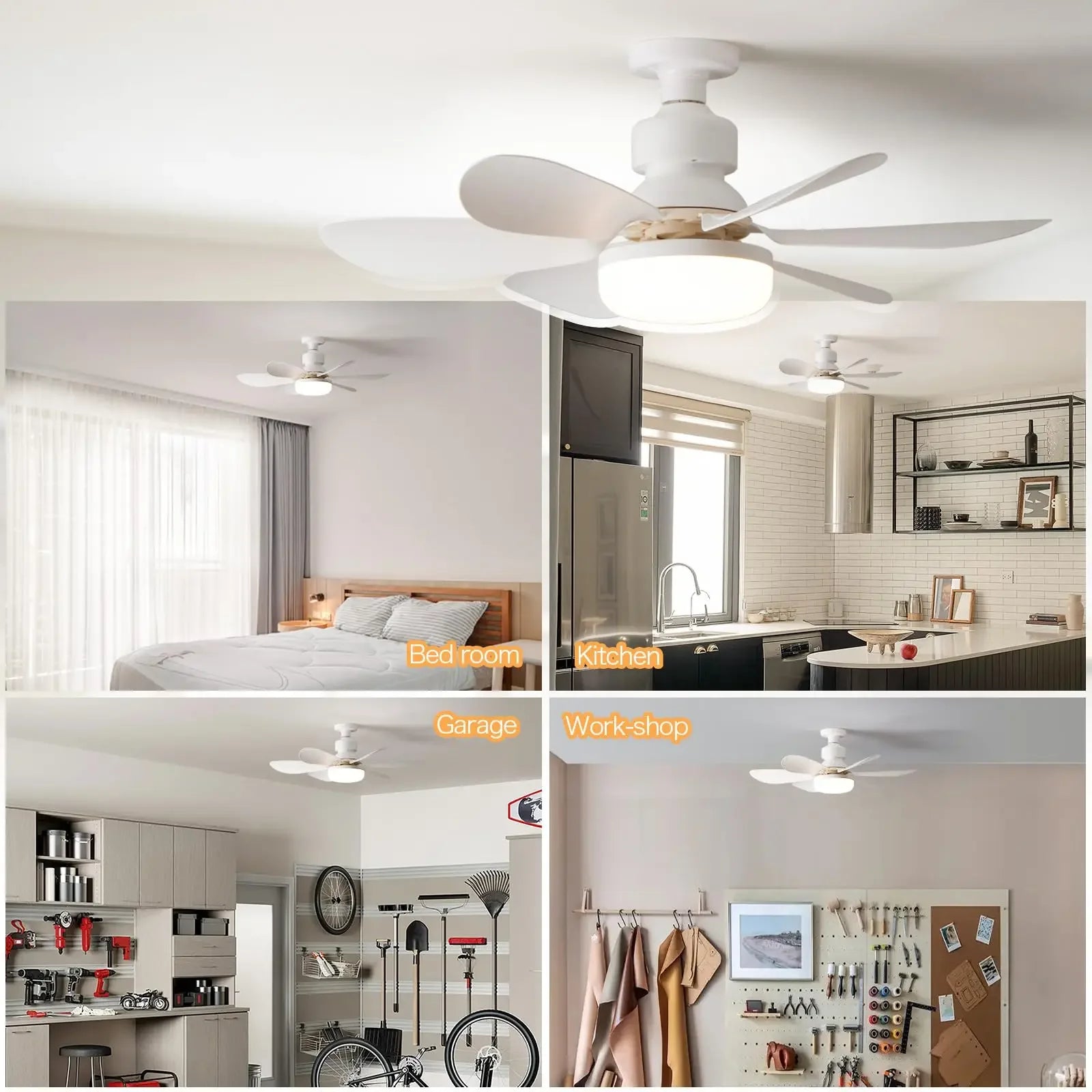 LED 40W ceiling fan light E27 with remote control for dimming, suitable for living room, study, household use, 85-265V 