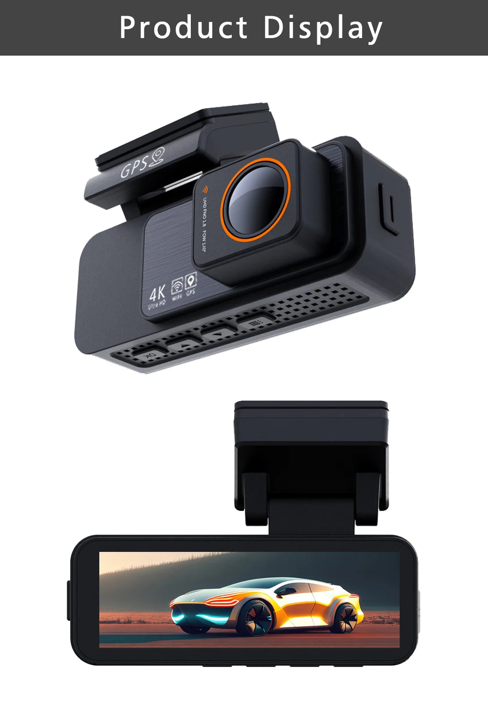 Dash Cam Dual Lens 4K UHD Recording Car Camera DVR Night Vision Video Recorder GPS Wi-Fi Room Black Box 2.5K Rear View Camera 