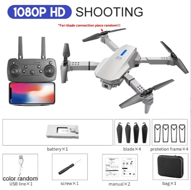 Height Hold Gift Toy 2024 E88Pro RC Drone 4K 1080P Wide Angle HD Camera Foldable Helicopter WIFI FPV 