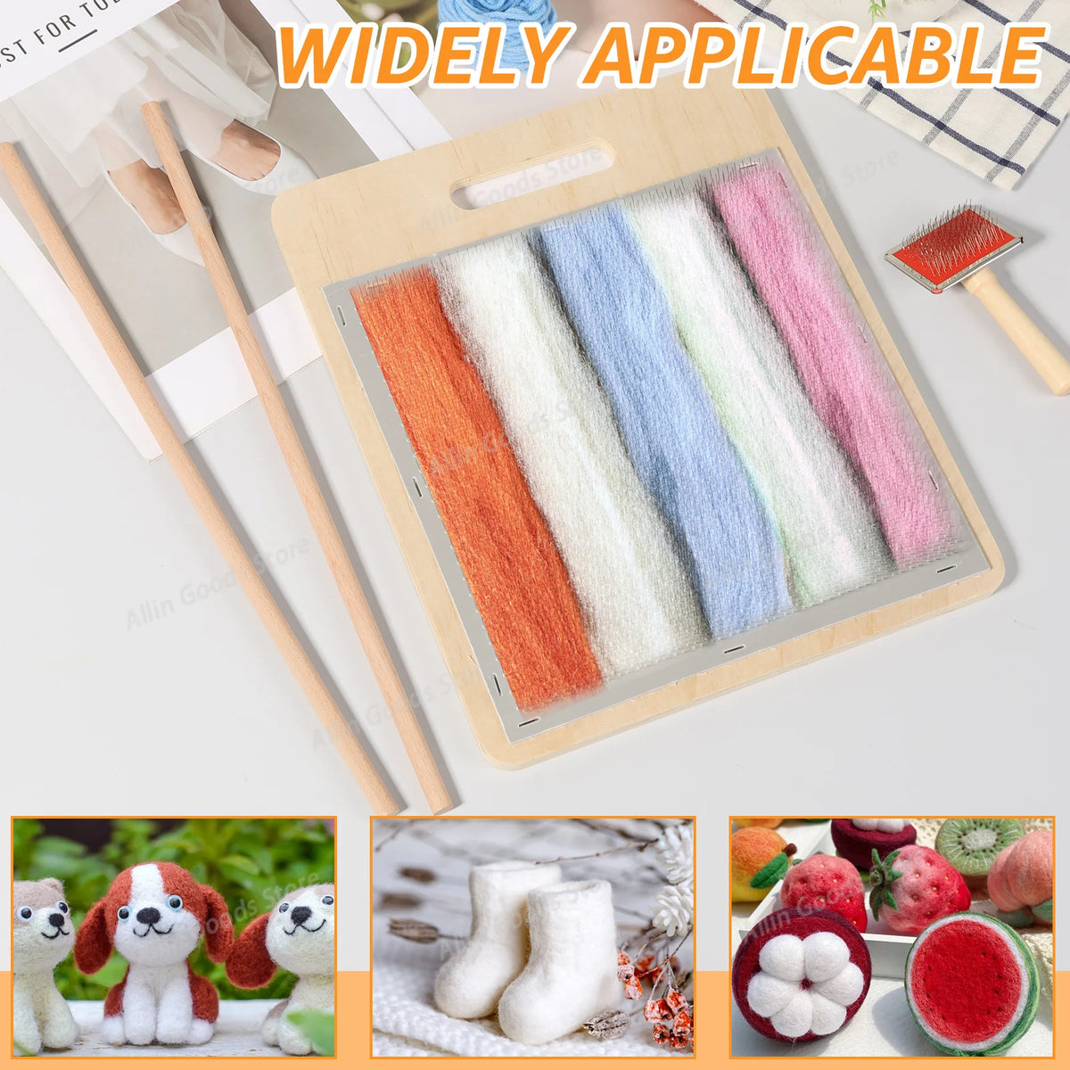Wool Blending Board with Brush and 2 Sticks