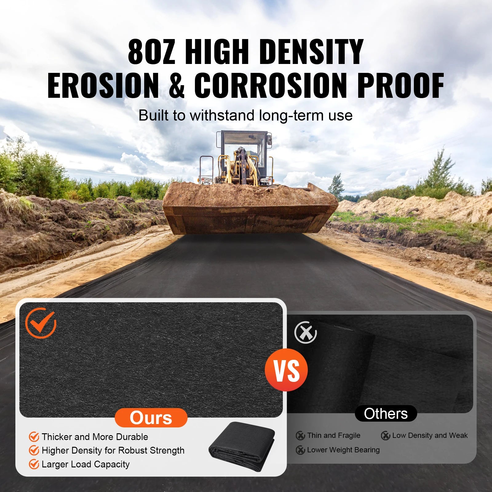 SucceBuy Non Woven Geotextile Fabric Under Gravel 10 x 100FT 8OZ Driveway Fabric Landscape Fabric Heavy Duty Weed Barrier Fabric