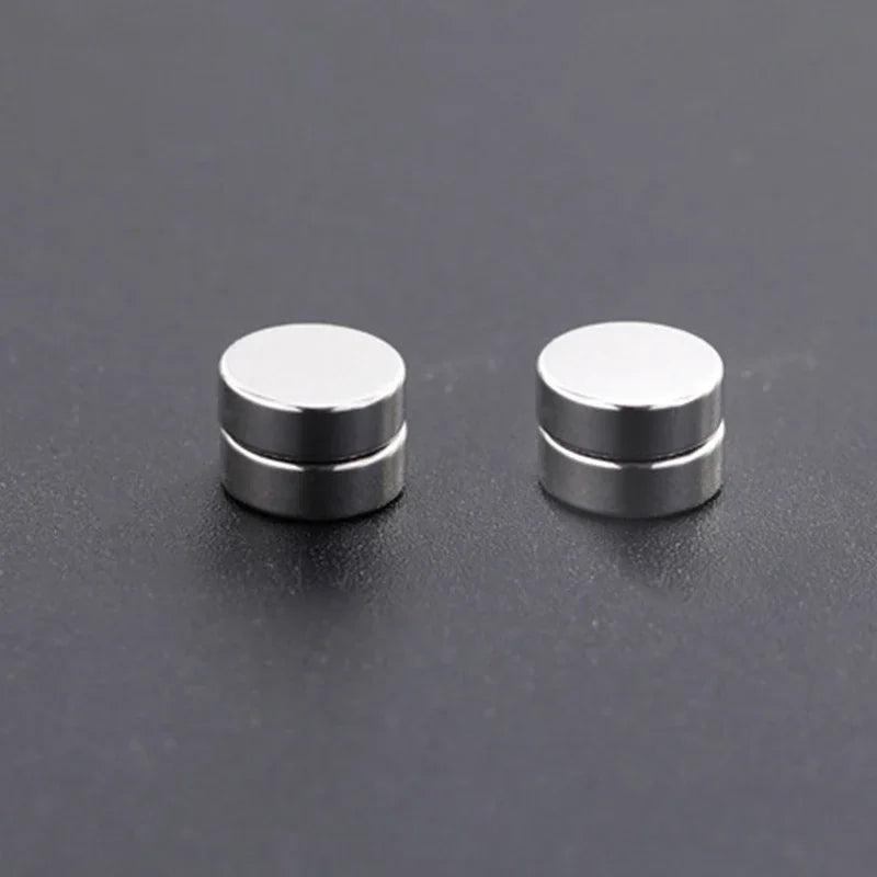 1/3Pairs 6MM Crystal Magnetic No-Pierce Stainless Steel Stud Earrings for Men Punk Zircon Magnet Earrings Non Piercing Jewelry 